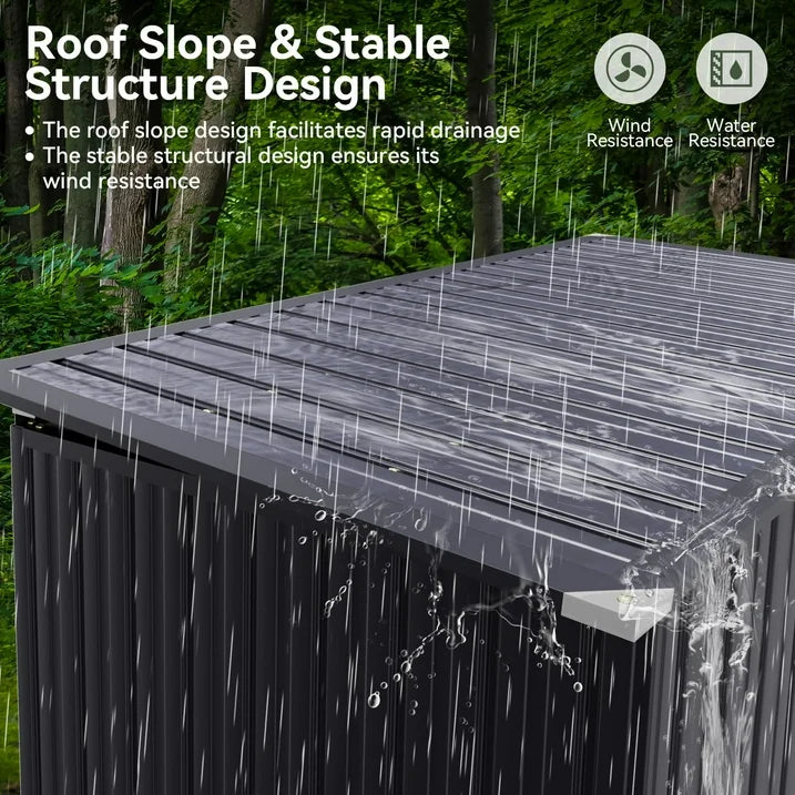 Outdoor Metal Storage Shed 3.3x5.6ft, Waterproof Trash Can Shed w/Lid & Chain for Garden, Backyard, Patio, Aoxun