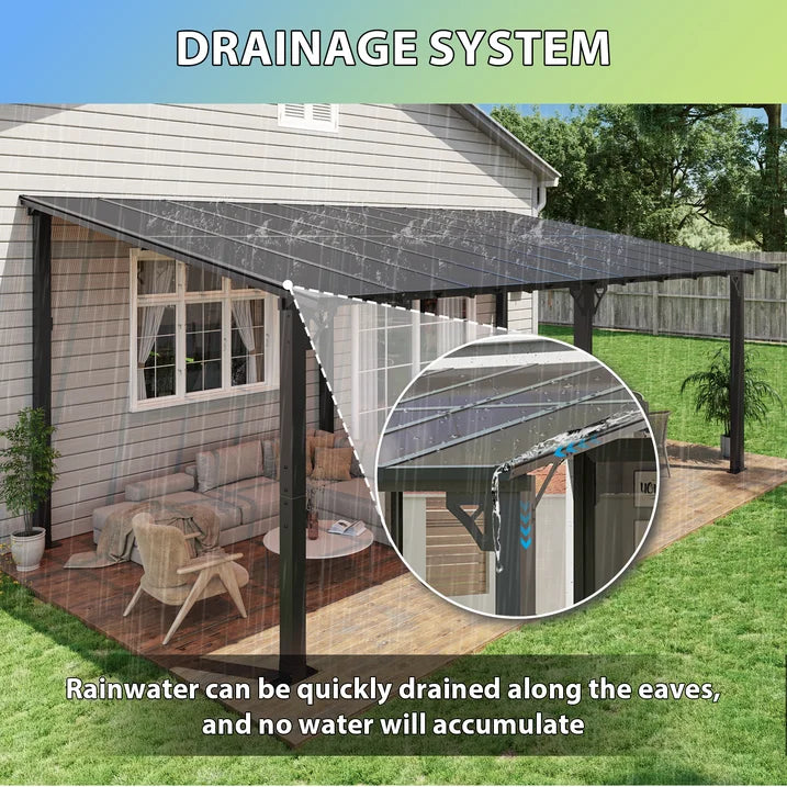 AOXUN 10' x 20' Hardtop Gazebo Outdoor Aluminum Pergola For Garden, Patio, Backyard-Black