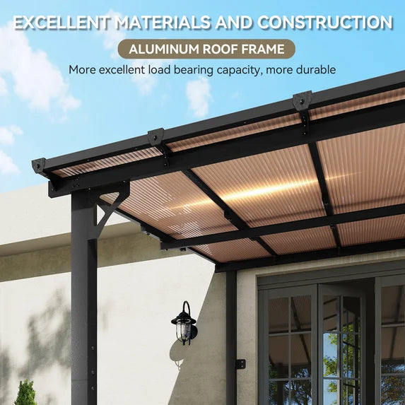 Aoxun 10' x 12' Gazebo for Patio, Large Wall-Mounted Heavy Duty Awnings, Gazebo Pergola with Sloped Roof, for Backyard, Deck, Patio