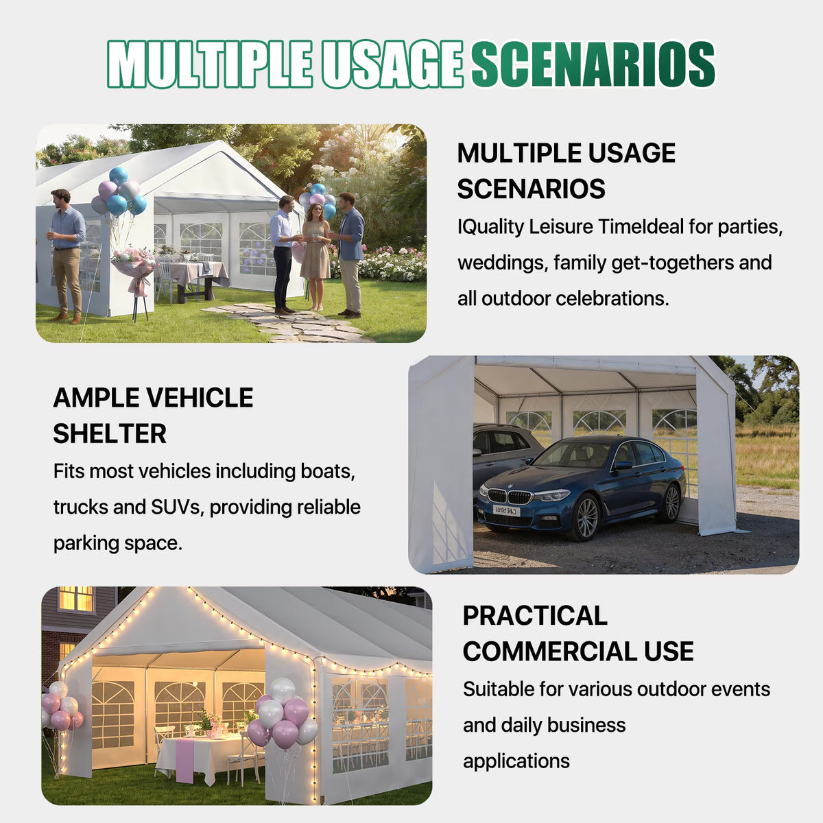 LazySunsets 40*20FT Party Tent,Heavy Duty Outdoor Awning Tent,with Removable Sidewalls, Commercial Wedding Big Tent,Carport, BBQ,UV 50+, Waterproof, White