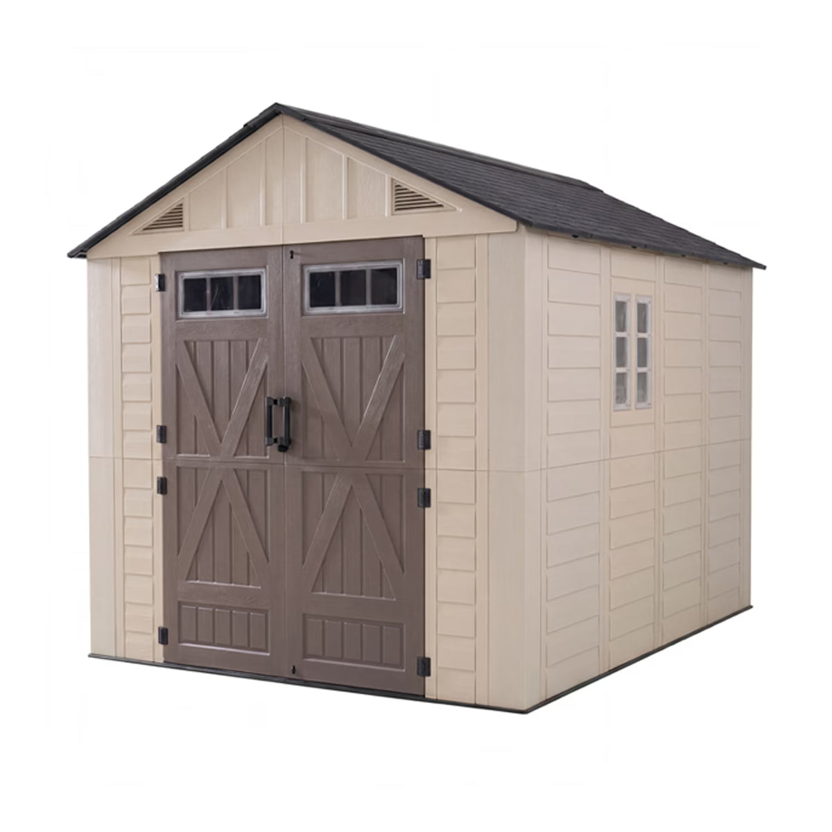 Clouddwell 8x10 FT Outdoor Storage Shed with Floor, HDPE Resin Garden Storage House with Double Doors, Windows & Ventilation, Heavy Duty Backyard Tool Shed for Lawn Equipment and Garden Supplies