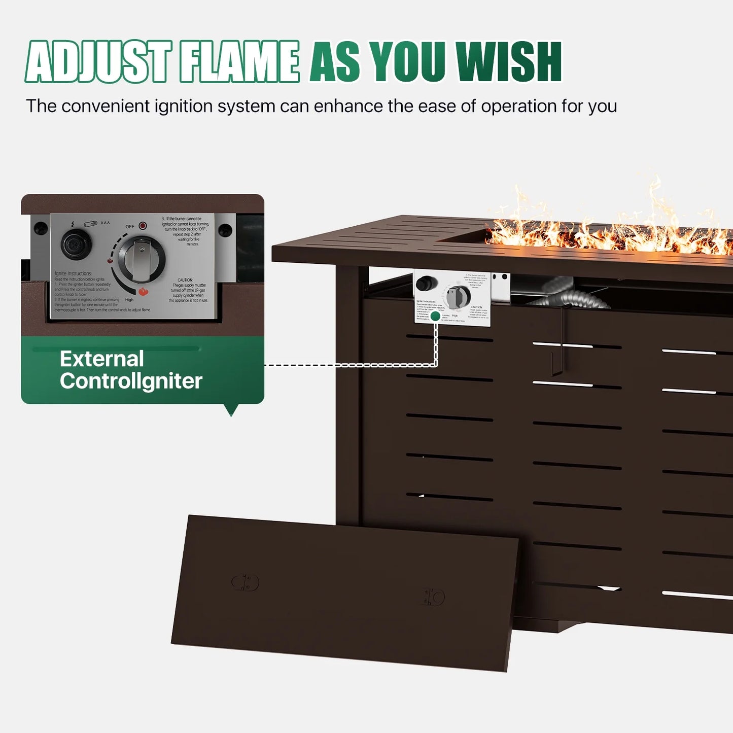 Clouddwell 40" Black Propane Fire Pit Table, 50,000 BTU Outdoor Gas Firepit with Lava Rocks, Removable Lid & Waterproof Cover for Patio Brown