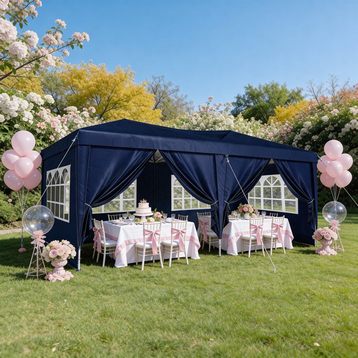 ClouDDwell Pop up Canopy, Party Tent, 10x20 ft. Portable Outdoor Event, Instant Shelter Canopy with 6 Removable Sidewalls and 1 Carry Bag, Blue
