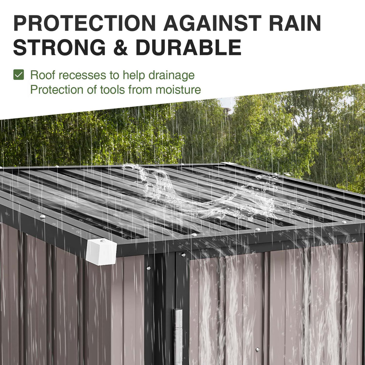 Sunmthink 3'x2' Small Metal Storage Shed, Storage with Lockable Doors, Garden Shed Tool Shed, Brown