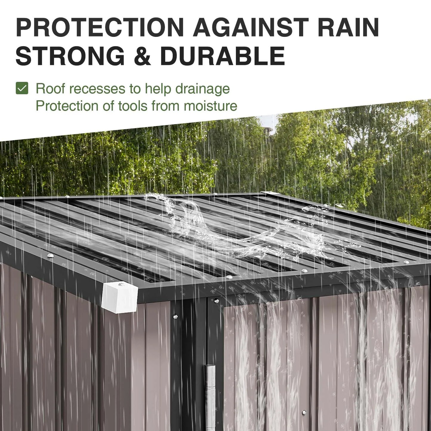 Sunmthink 3'x3' Small Metal Storage Shed, Storage with Lockable Doors, Garden Shed Tool Shed, Brown
