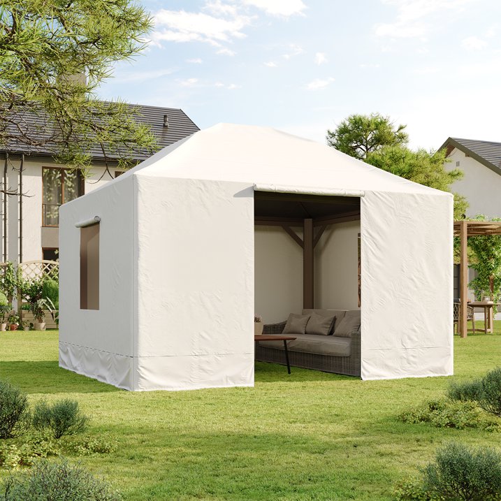 Clouddwell 10'x12' Hardtop Winter Gazebo Cover - All-Weather Waterproof Enclosed Storage with Sidewalls & Screens, White (Gazebo Not Included)
