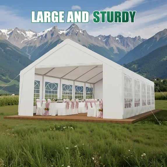 Clouddwell 32*16FT Party Tent,Heavy Duty Outdoor Awning Tent,with Removable Sidewalls, Commercial Wedding Big Tent,Carport, BBQ,UV 50+, Waterproof, White