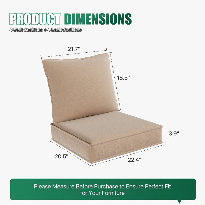 Clouddwell 4-Piece Premium Outdoor Cushion Set, 20x22x4 Inches High-Resilience Waterproof Cushions for 4-Seat Wicker Sectional(Off-White)