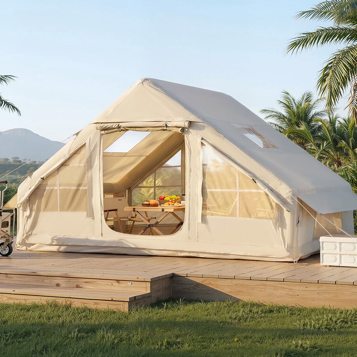 Dateyes Inflatable Camping Tent for 4-6 Person, Quick Setup Family Tent, Waterproof Windproof Outdoor Shelter with UV Protection, Lightweight Portable Shelter for Camping, Beach and Festivals
