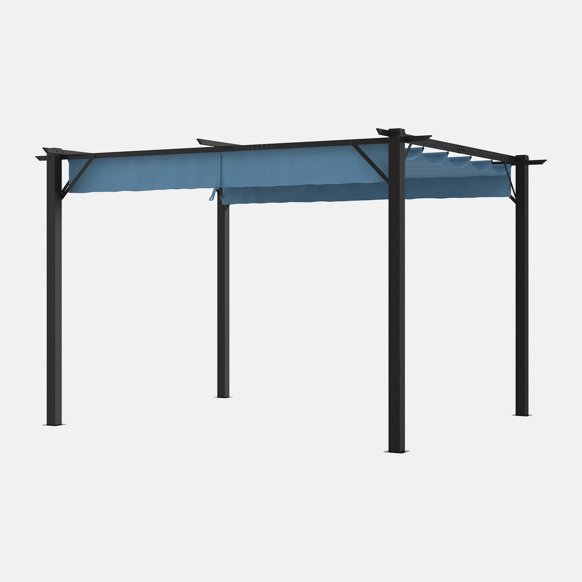 Clouddwell 12x10 ft Outdoor Pergola with Retractable Canopy, Heavy-Duty Metal Frame Patio Pergola for Backyard & Garden, UV Protection Sun Shade, Blue