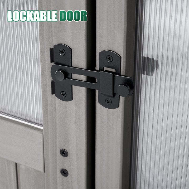 Clouddwell Large Outdoor Wooden Storage Shed, Polycarbonate Panels with Automatic Roof Vent & Lockable Door, Outdoor Walk-in Garden Greenhouse, 6x12 FT, Gray