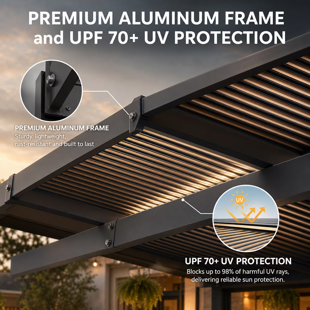 Dateyes 14'x10' Freestanding Hardtop Gazebo Pergola Heavy Duty Patio Carport with Multi Wall Polycarbonate Roof, Wall Mounted Awning for Decks, Weatherproof & Low Maintenance