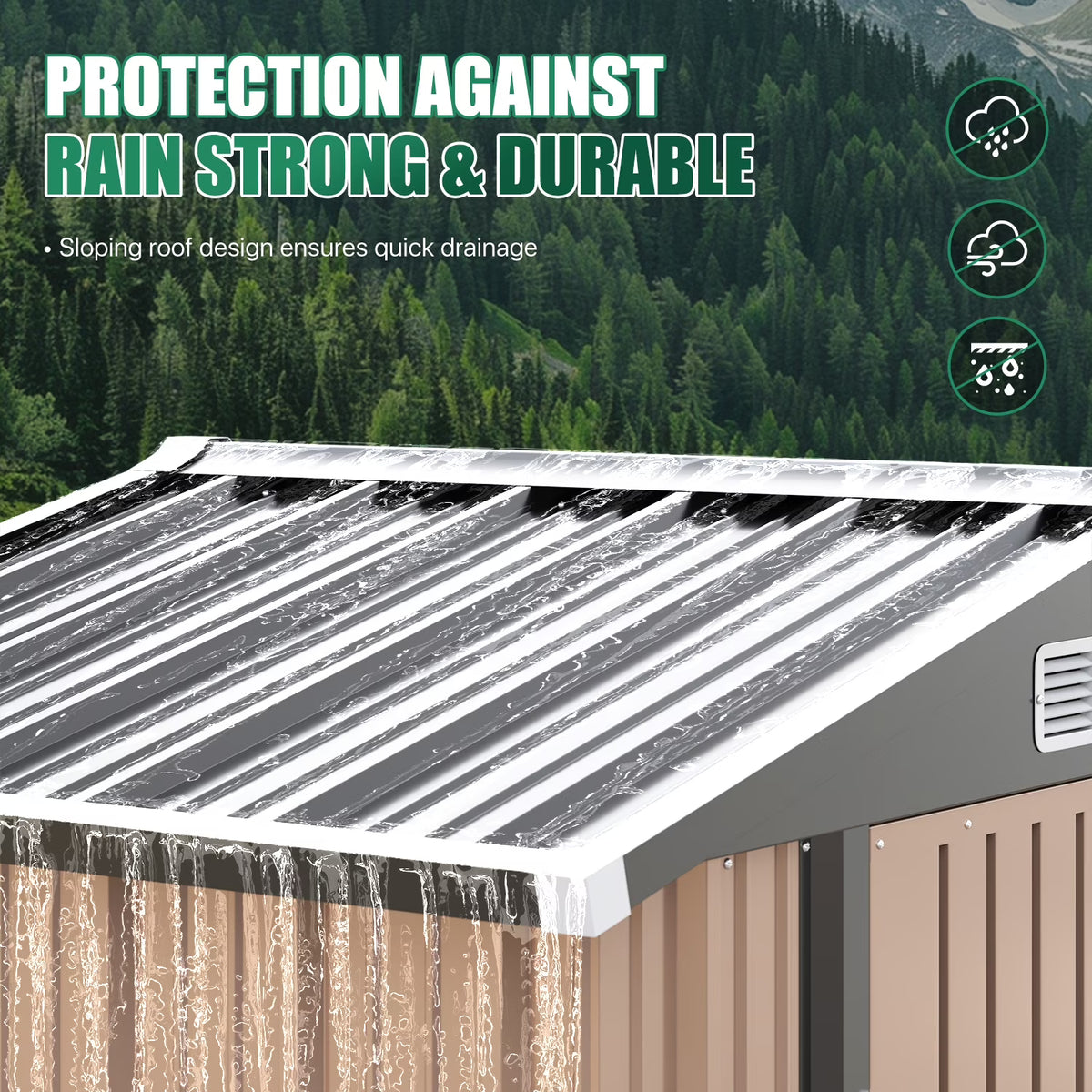LazySunsets 10 x 8FT Shed Outdoor Storage Shed with Double Door, Large Metal Shed with Lockable Door & Sloped Roof for Garden, Backyard, Patio and Backyard, Brown