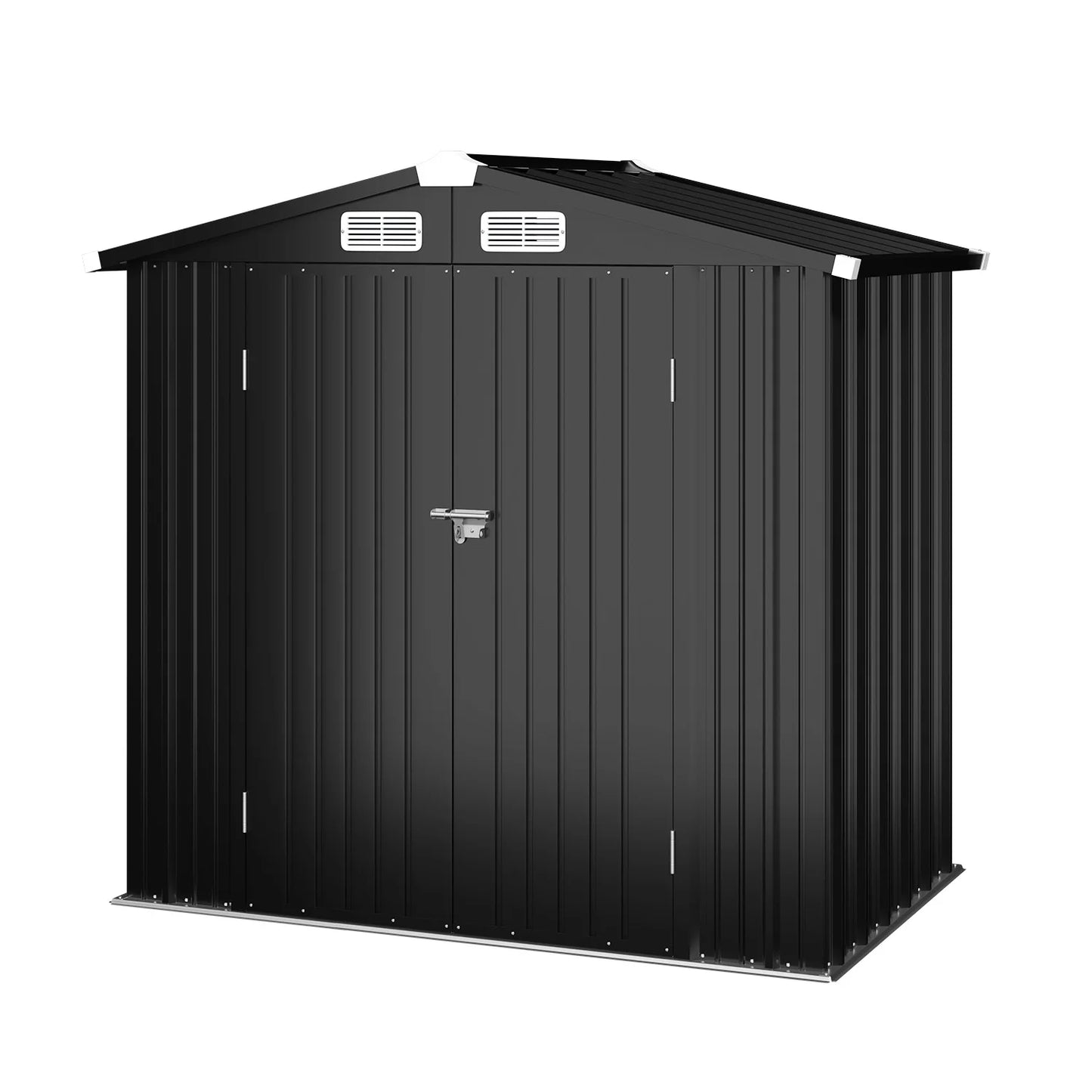 Clouddwell 6 ft. x 4 ft. Outdoor Storage Shed, Black Metal Garden Shed with Lockable Doors & Sloped Roof for Backyard, Patio, Poolside