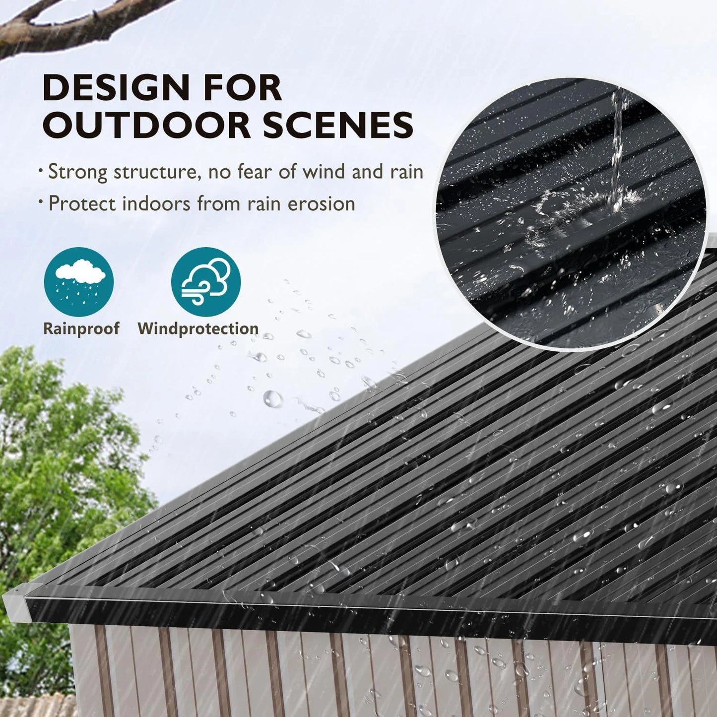 Sumthink 5 x 3 FT Outdoor Storage Shed, Metal Shed for Garden, Backyard, Patio, Brown