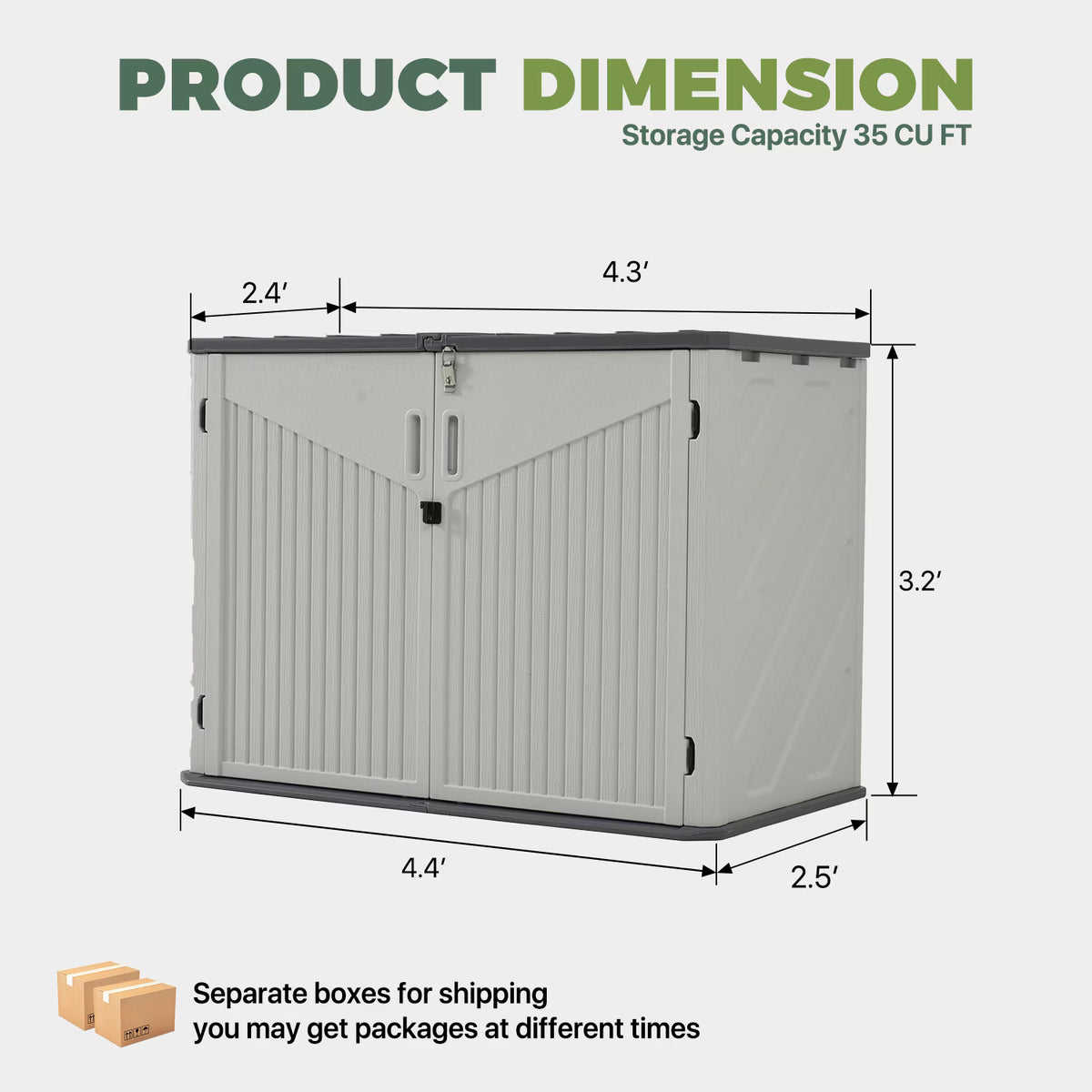 Dateyes 35 Cu.Ft Resin Outdoor Storage Shed, Waterproof Patio Storage Sheds with Floor, Weather-Resistant Vertical Outdoor Storage Cabinet (White with Shelf)