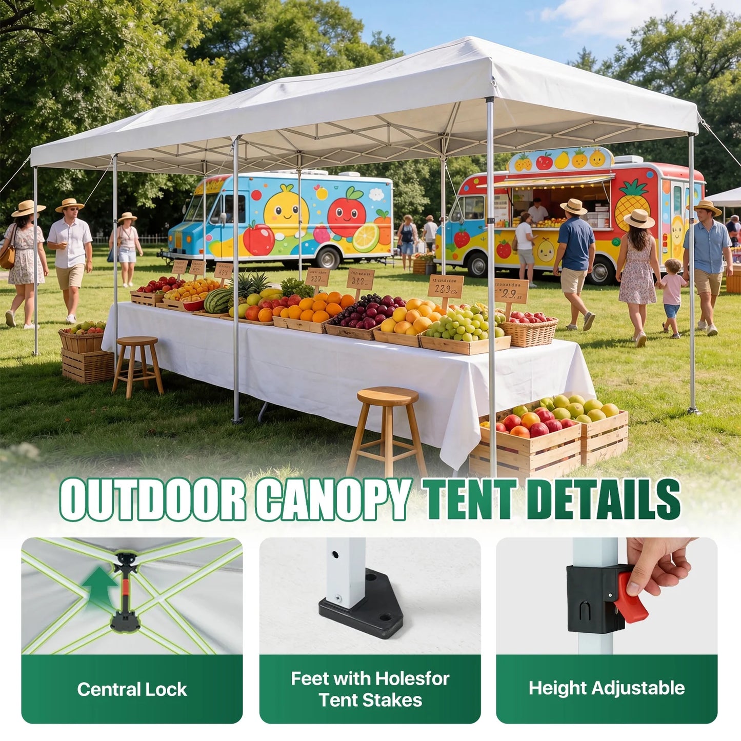 ClouDDwell Pop up Canopy, Party Tent, 10x30 ft. Portable Outdoor Event, Instant Shelter Canopy with 6 Removable Sidewalls and 1 Carry Bag, White