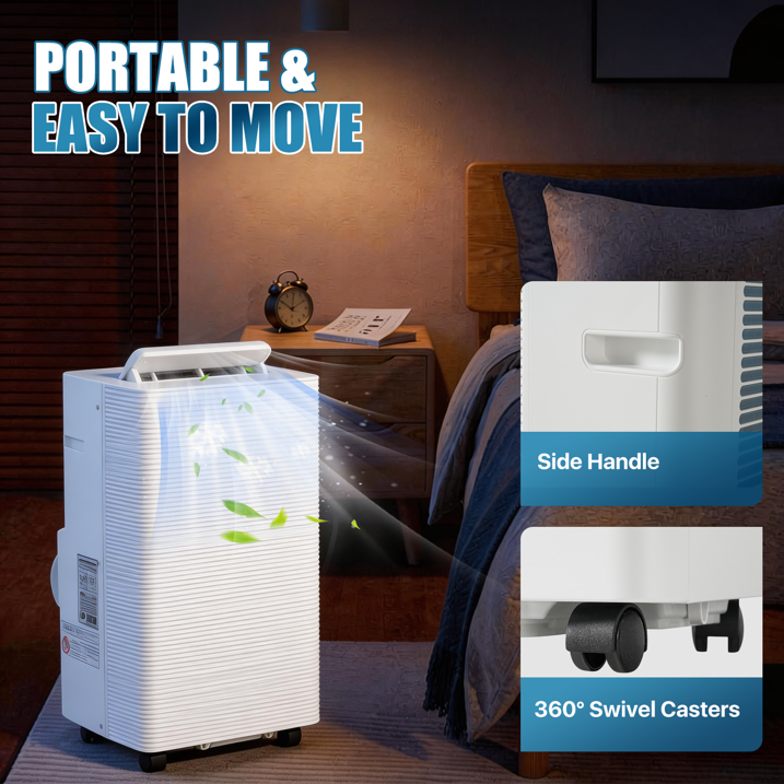 YardCache 12000 BTU Portable Air Conditioners, 4-1 Standing Smart Cooling AC with Remote Control, Cooling, Heating， Dehumidifier and Fan, Automatic Unit for Bedroom, 55dB Quiet, Portable AC for Room