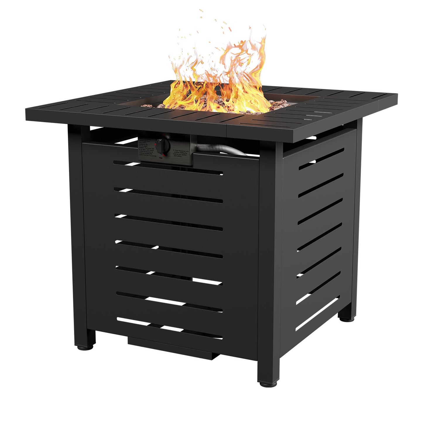 Clouddwell 28" Square 50,000 BTU Metal Fire Table with Lava Rocks & Weatherproof Cover
