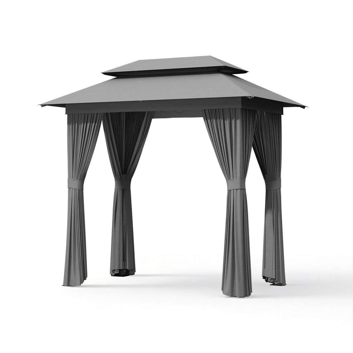 Clouddwell 8'x5' Patio Gazebo Double Roof Protection All-Weather Outdoor Shelter Features Insect Screens Ideal for Backyard, Lawn, (Gray)