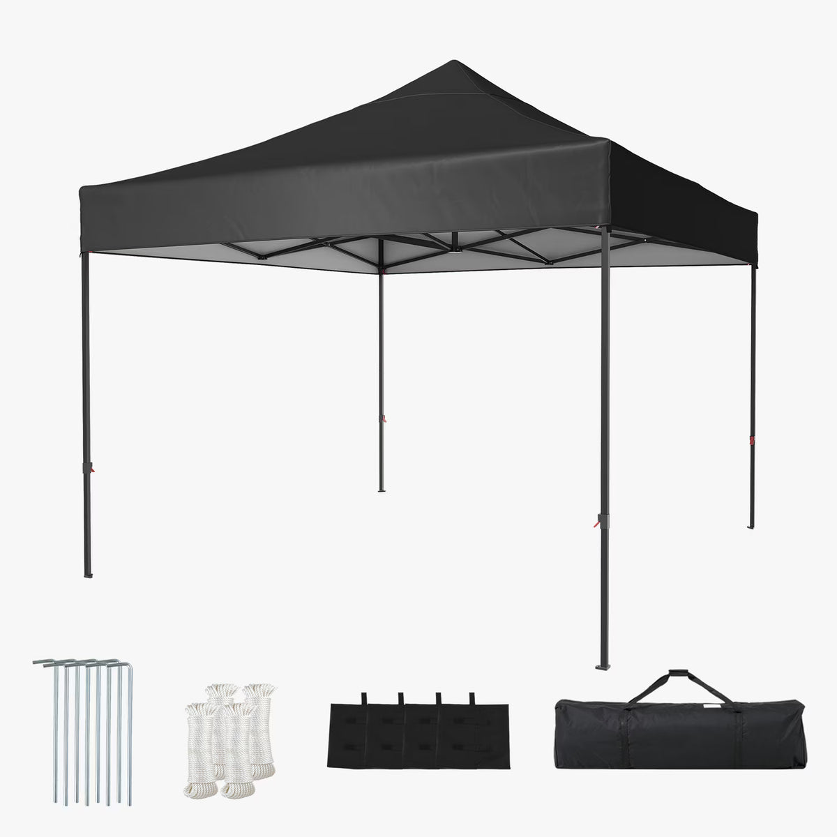 Dateyes 10x10FT Pop Up Canopy, Outdoor Canopy Tent with Carry Bag, Easy Setup Portable Instant Canopy with 4 Sandbags and 8 Stakes for Outdoor Events, Parties, Beach, Backyard, Lawn, Black