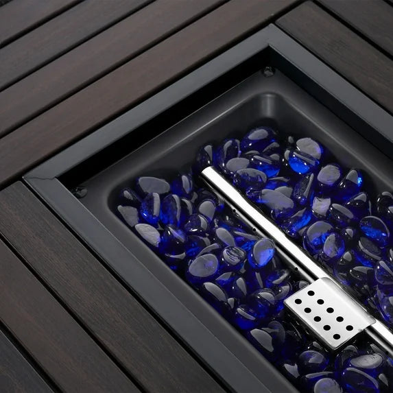 Aoxun Propane Fire Pit Table, 40 in CSA Propane Fire Table Rectangular, 50,000 BTU Auto Ignition Gas Fire Pit for Outside Patio Deck, Brown Wicker