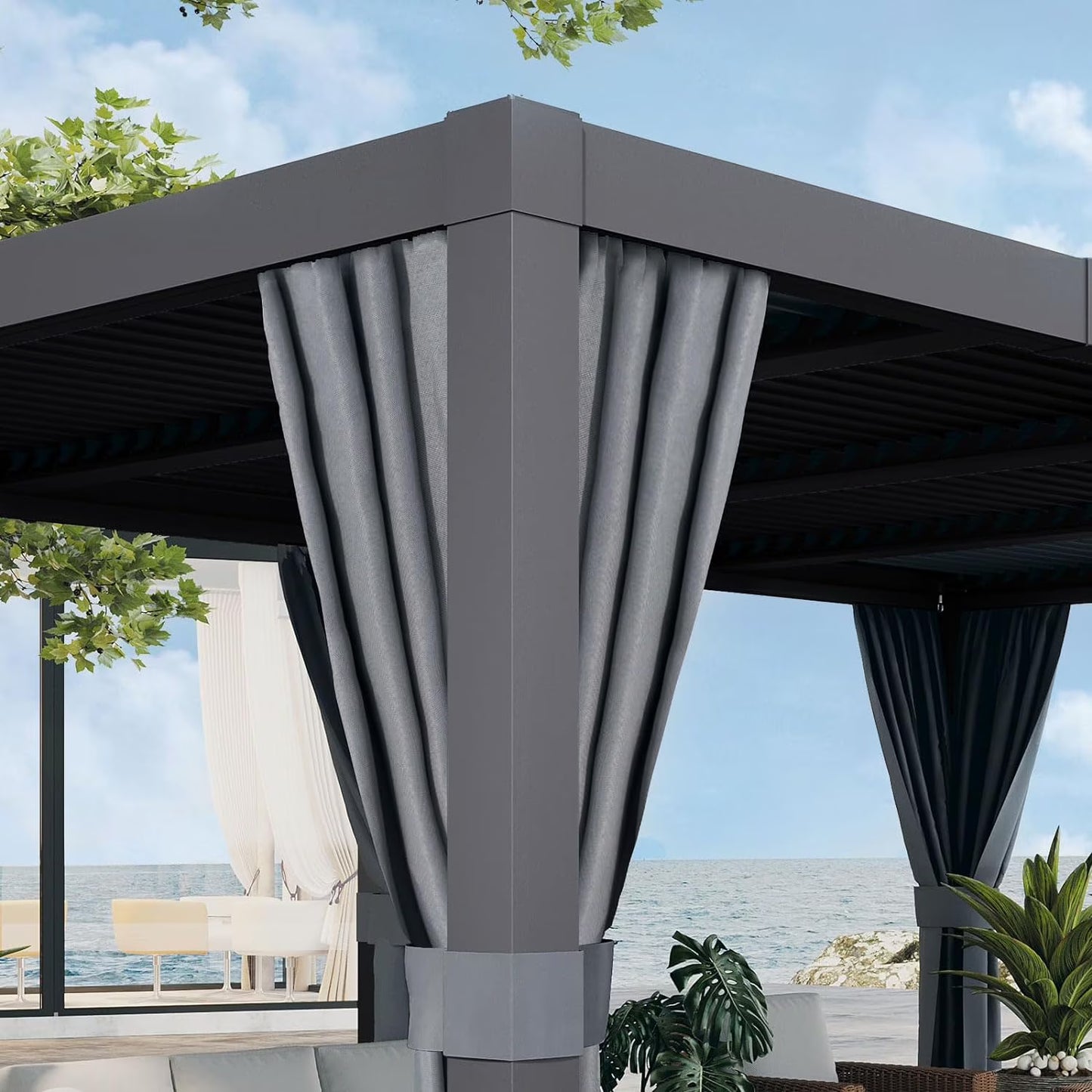 Aoxun 20' x 12' Louvered Pergola, Outdoor Aluminum Pergola with Adjustable Top for Decks, Gardens and Backyards, Gray