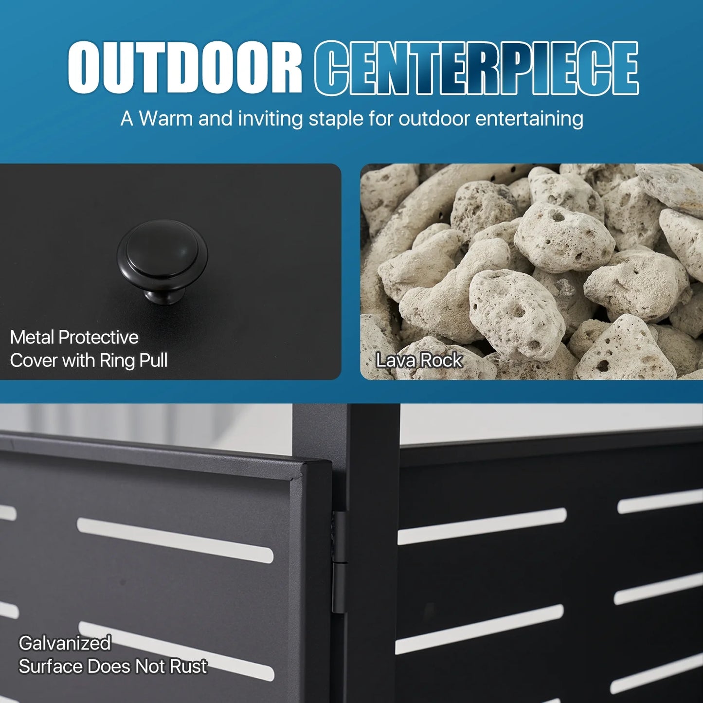 Sunmthink 28" Propane Fire Pit Table, 50,000 BTU Auto Ignition Steel Gas Fire Pit with Removable Lid & Waterproof Cover for Patio, Backyard, Black