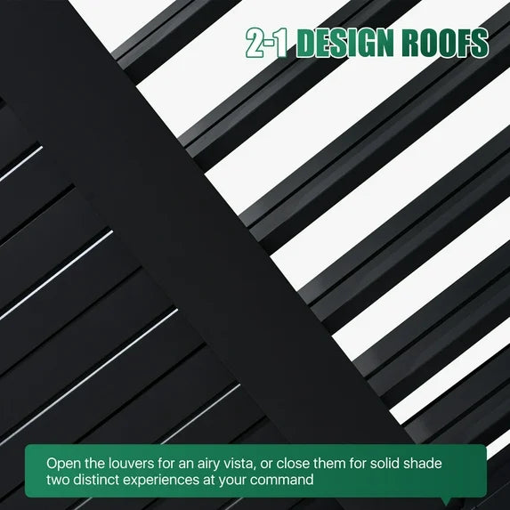 Clouddwell Louvered Pergola with Adjustable Top, 10'x10' Outdoor Metal Pergola, Gray, for Patio, Garden and Backyard