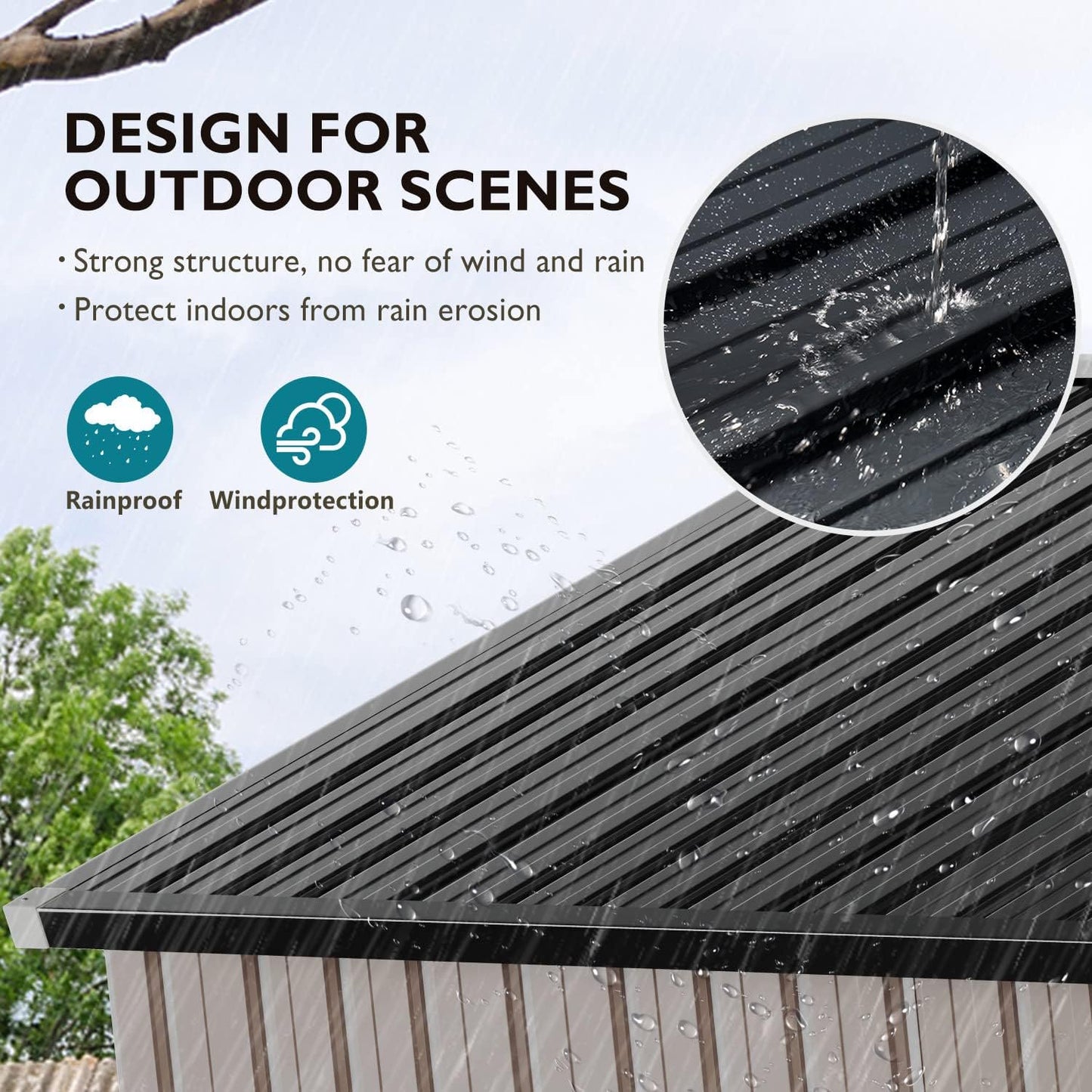 Sunmthink Outdoor Metal Storage Shed, 7.6' x 9.7' x 6.5', Brown