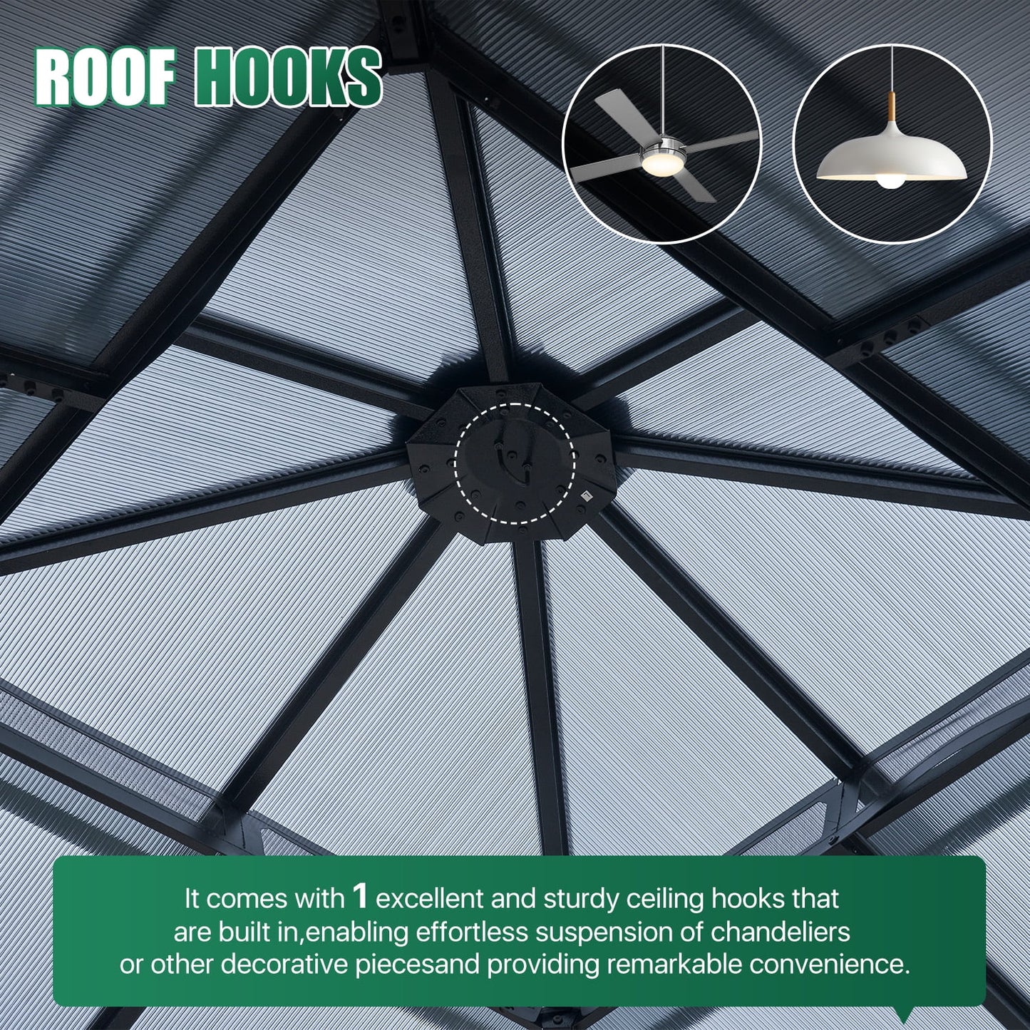 Clouddwell 12'x12' Hardtop Gazebo - Polycarbonate Double Roof with Netting & Curtains for Patio, Garden Sun Protection,Gray