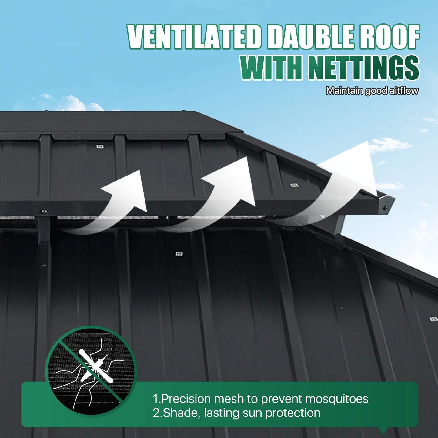 Clouddwell 10' x 12' Gazebo for Patio, Gazebo Pergola with Sloped Roof, Large Wall-Mounted Heavy Duty Awnings, for Deck, Patio and Backyard