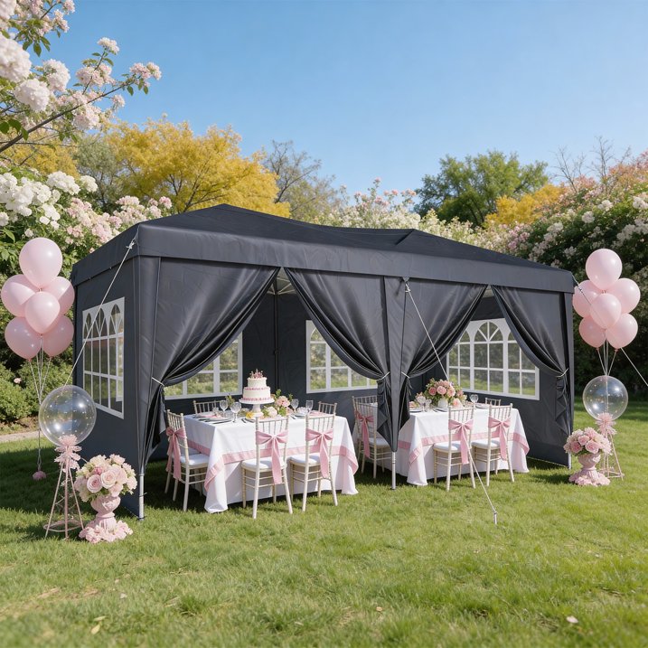 ClouDDwell Pop up Canopy, Party Tent, 10x20 ft. Portable Outdoor Event, Instant Shelter Canopy with 6 Removable Sidewalls and 1 Carry Bag, Gray