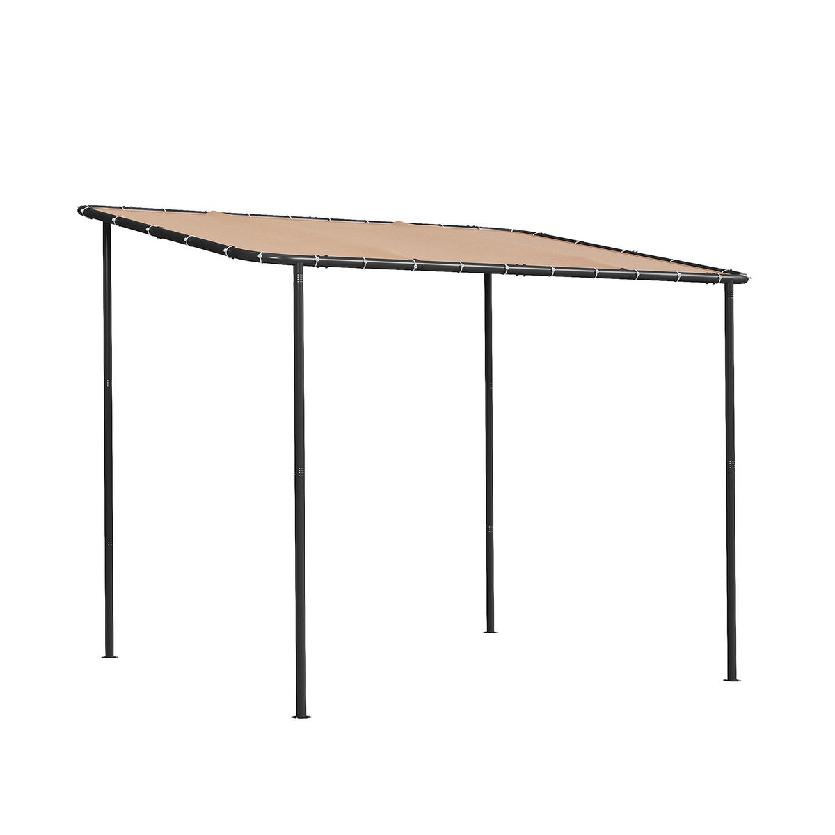 Dateyes 10'x 8' Wall-Mounted Metal Gazebo , Water-Resistant Khaki Canopy with UV Protection for Patio & Garden