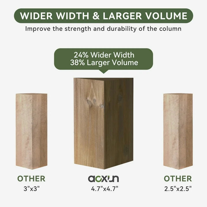 Aoxun 10' x 12' Outdoor Wood Gazebo, Hardtop Gazebo Permanent Wooden Pavilion with Galvanized Steel Double Roof, for Patio, Garden, Deck, Cedar Wood