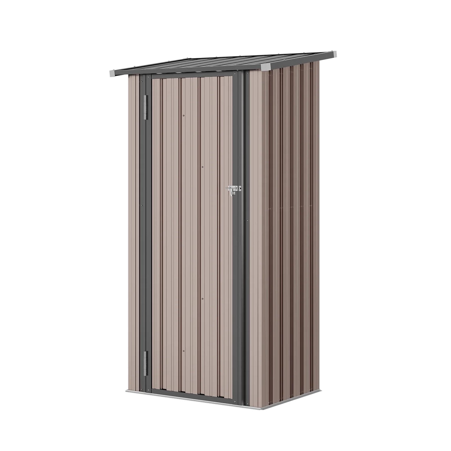 Clouddwell 3x3 ft. Metal Outdoor Shed with Lockable Door, Brown Garden Storage