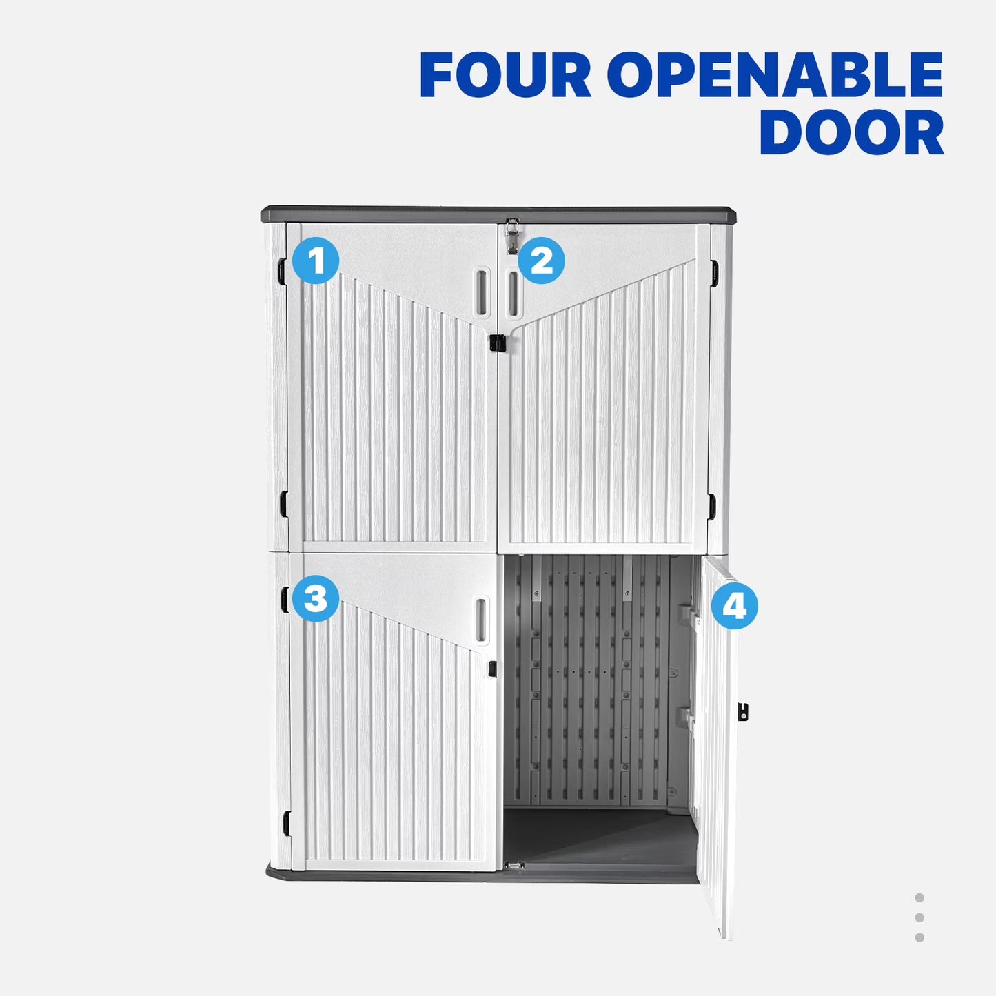 Sunmthink 5'X3' Resin Storage Shed with Floor, Outdoor Storage Shed, Waterproof Plastic Shed with Lockable Four Doors, Thick 4mm Resin Panels