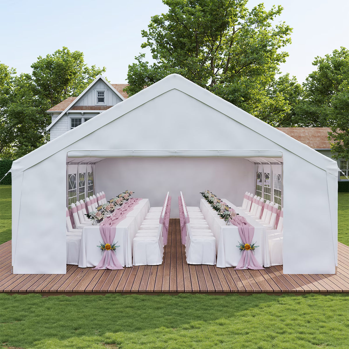 LazySunsets 40*20FT Party Tent,Heavy Duty Outdoor Awning Tent,with Removable Sidewalls, Commercial Wedding Big Tent,Carport, BBQ,UV 50+, Waterproof, White