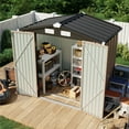 Clouddwell 6x4 ft. Metal Storage Shed with Base, Galvanized Steel Outdoor Garden Shed (Brown)