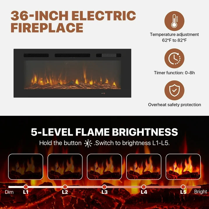 Sonegra 70" Fireplace TV Stand, Modern Entertainment Center for TVs Up to 80", TV Console Table for Living Room, Media Cabinet with Storage,70 Inch, Oak