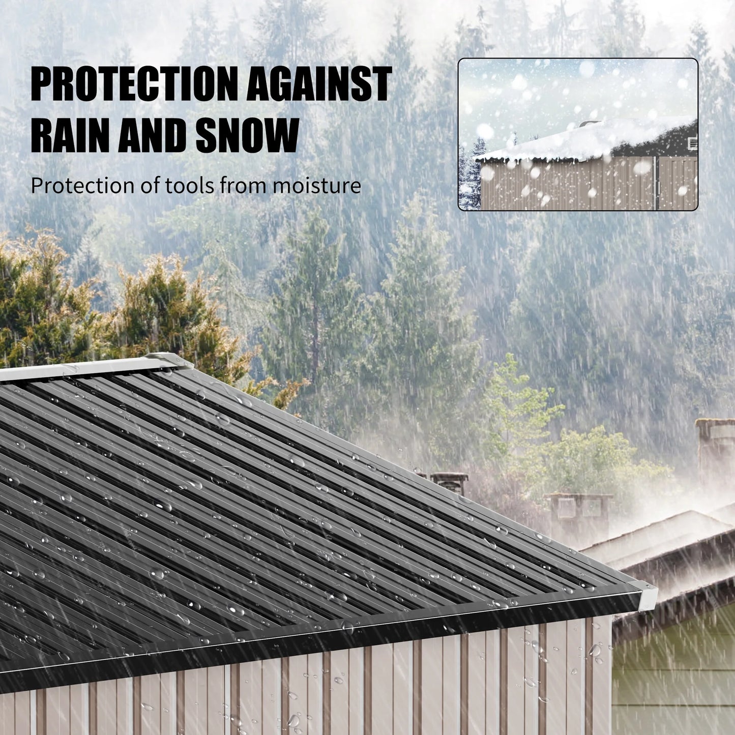 Sunmthink 7.6 x 9.7 FT Outdoor Storage Shed with Base Frame, Metal Shed with Lockable Door, Tool Shed for Garden, Backyard, Patio, Lawn(Floor included)