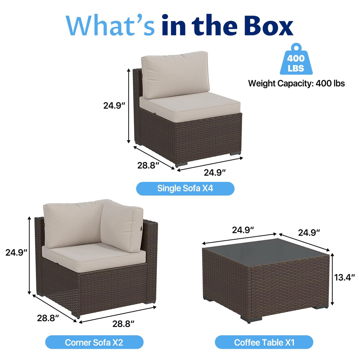 Sunmthink 7-Piece Wicker Patio Furniture Sets, Outdoor Conversation Set with 4 Inches Thick Cushions and Waterproof Cover