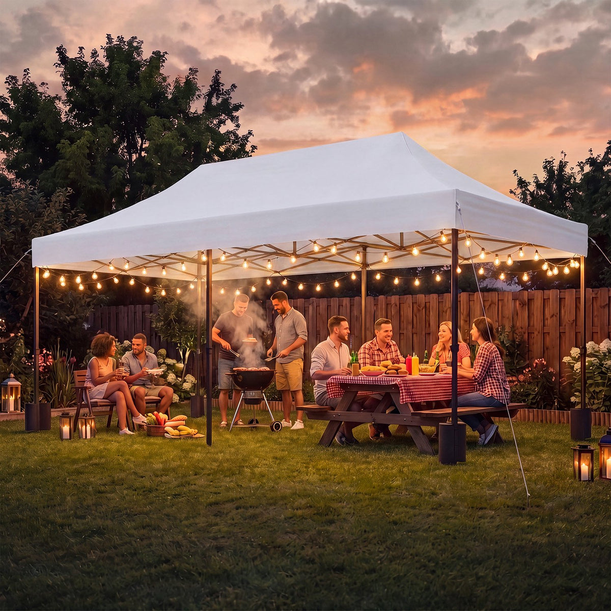 Dateyes 10x20FT Heavy Duty Pop Up Canopy Tent, Waterproof All Season Instant Tent for Outdoor Weddings & Party, Portable Event Tent with Roller Bag, White