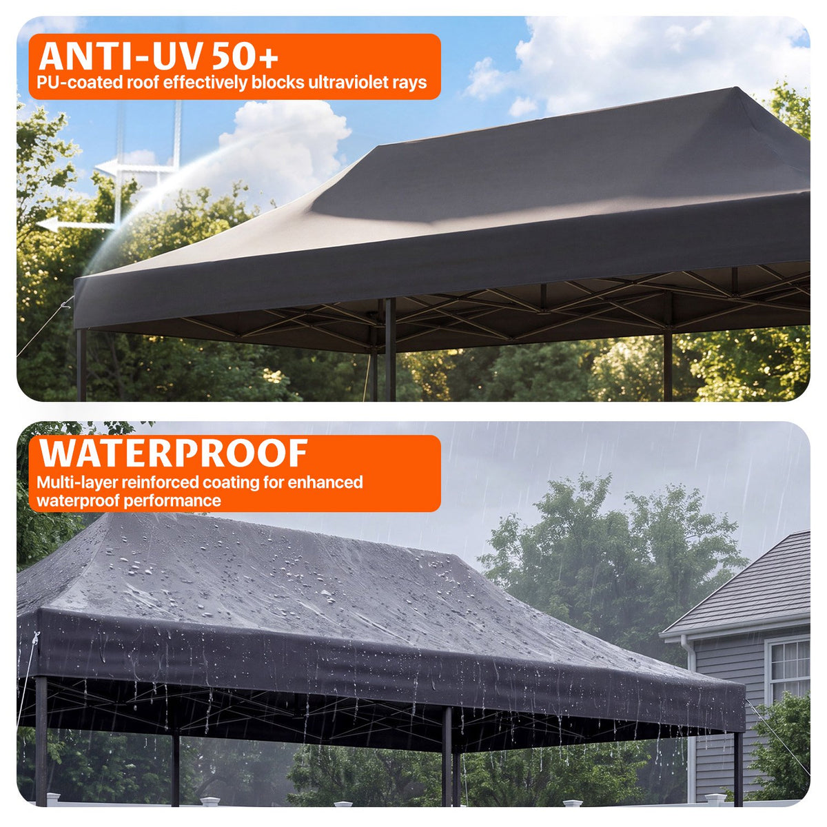 Dateyes 10x20FT Heavy Duty Pop Up Canopy Tent, Waterproof All Season Instant Tent for Outdoor Weddings & Party, Portable Event Tent with Roller Bag, Black