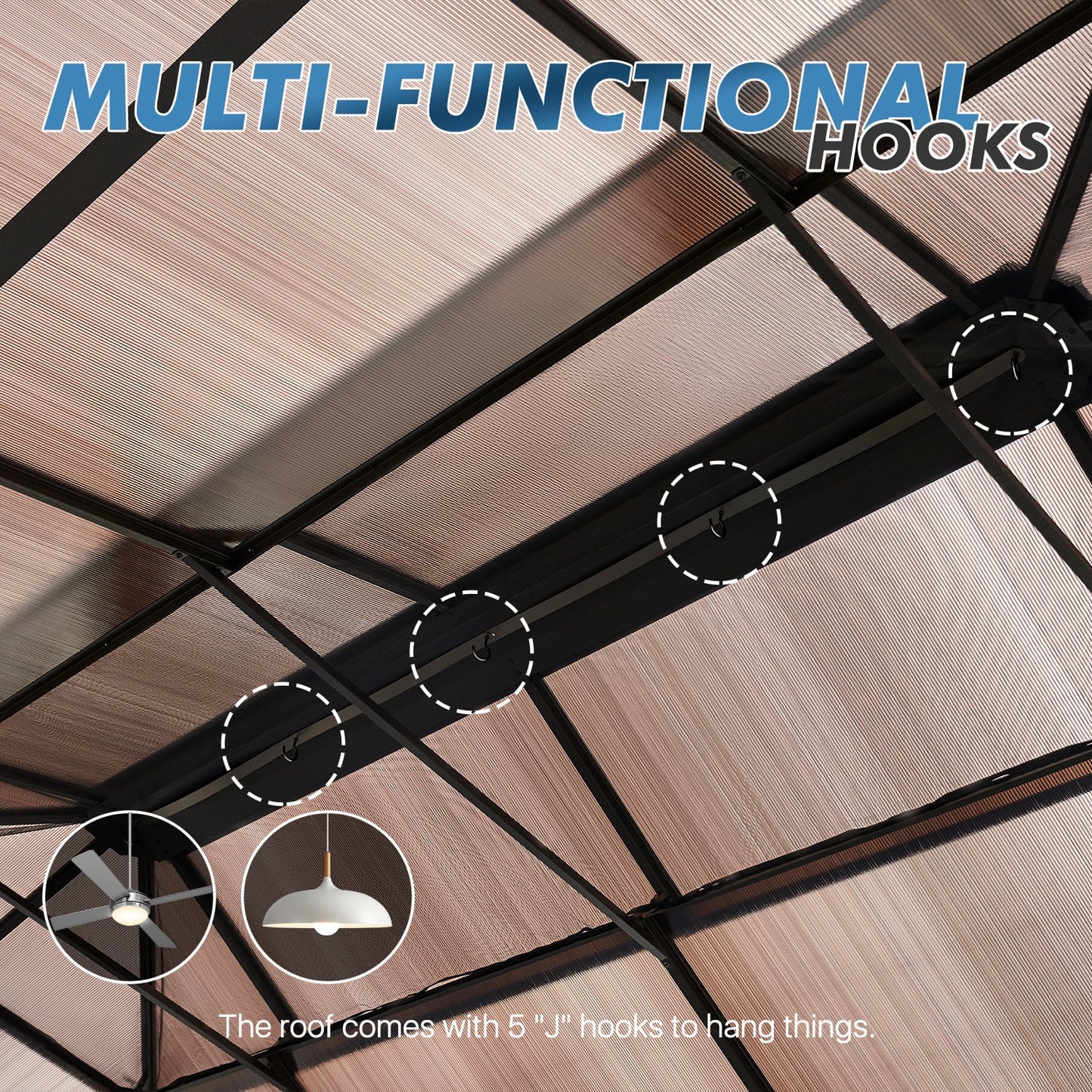 Sunmthink 12'x20' Hardtop Steel Gazebo - Durable Polycarbonate Double-Roof Design with Included Privacy Curtains & Bug Netting - Ideal for Gardens, Patios and Backyards (Brown)