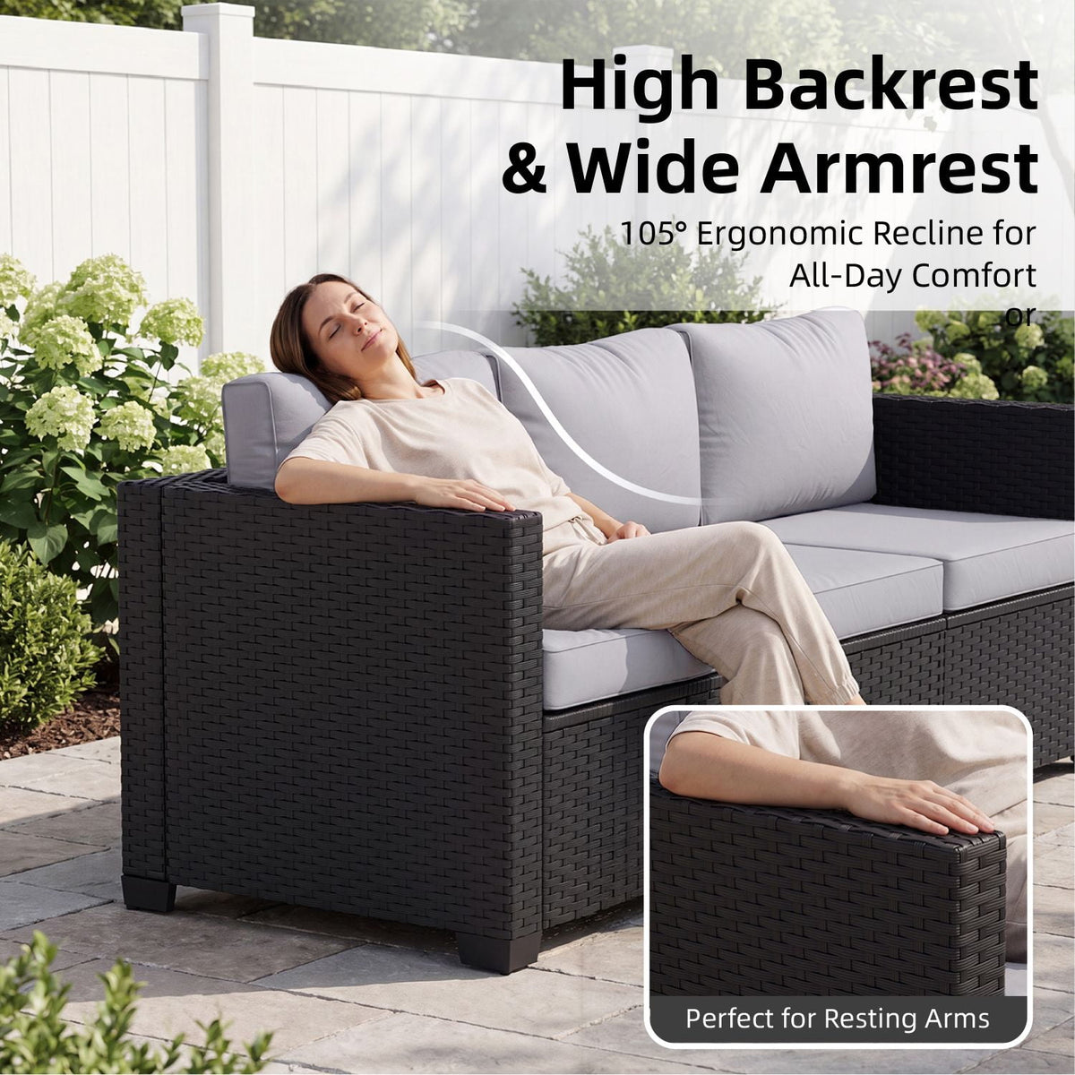 Dateyes 9 Seats Patio Furniture Set, Rattan Wicker Outdoor Conversation Sectional Sofa Set with Storage Coffee Table and Waterproof Cover,Gray