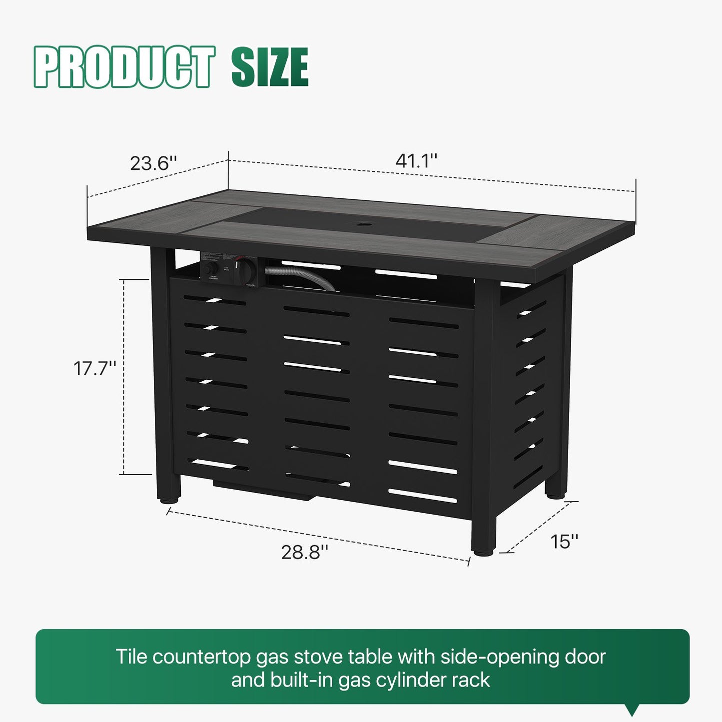Clouddwell 42" Outdoor Fire Pit Table - 50,000 BTU with Ceramic Tabletop, Lava Rocks & Cover Included
