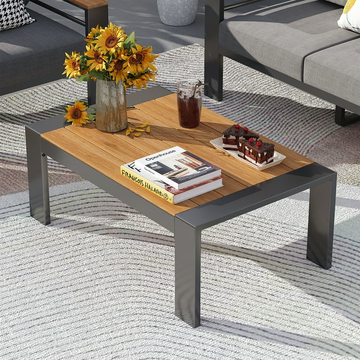 Clouddwell 4-Seats Outdoor Patio Sectional Set with Coffee Table & Cushions - Aluminum Furniture for Terrace/Garden/Poolside (Gray)
