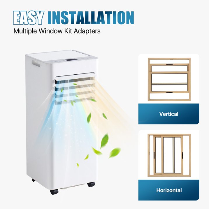Sunmthink 10000 BTU 5-in-1 Smart Portable Air Conditioner, Standing Cooling & Heating Unit with Remote Control, Cooling, Heating, Dehumidifier & Fan Functions, 55dB Quiet Operation for Indoor Spaces