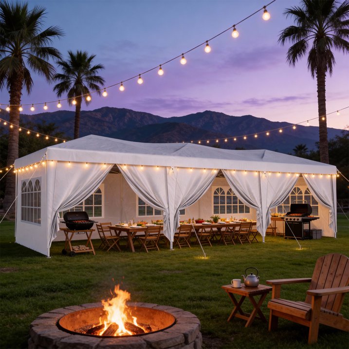 ClouDDwell Pop up Canopy, Party Tent, 10x30 ft. Portable Outdoor Event, Instant Shelter Canopy with 6 Removable Sidewalls and 1 Carry Bag, White